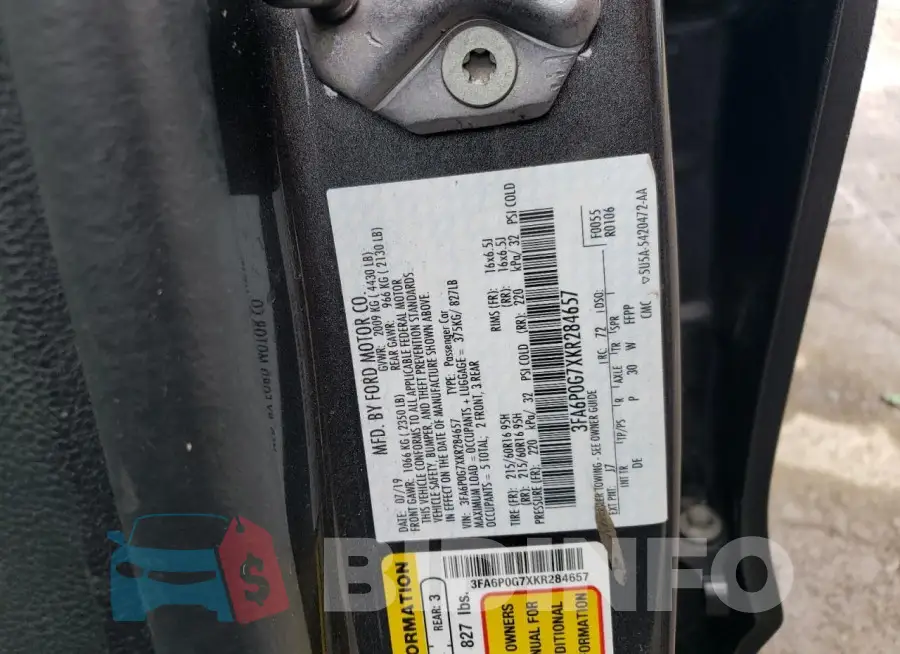 3FA6P0G7XKR284657 Photo# 12