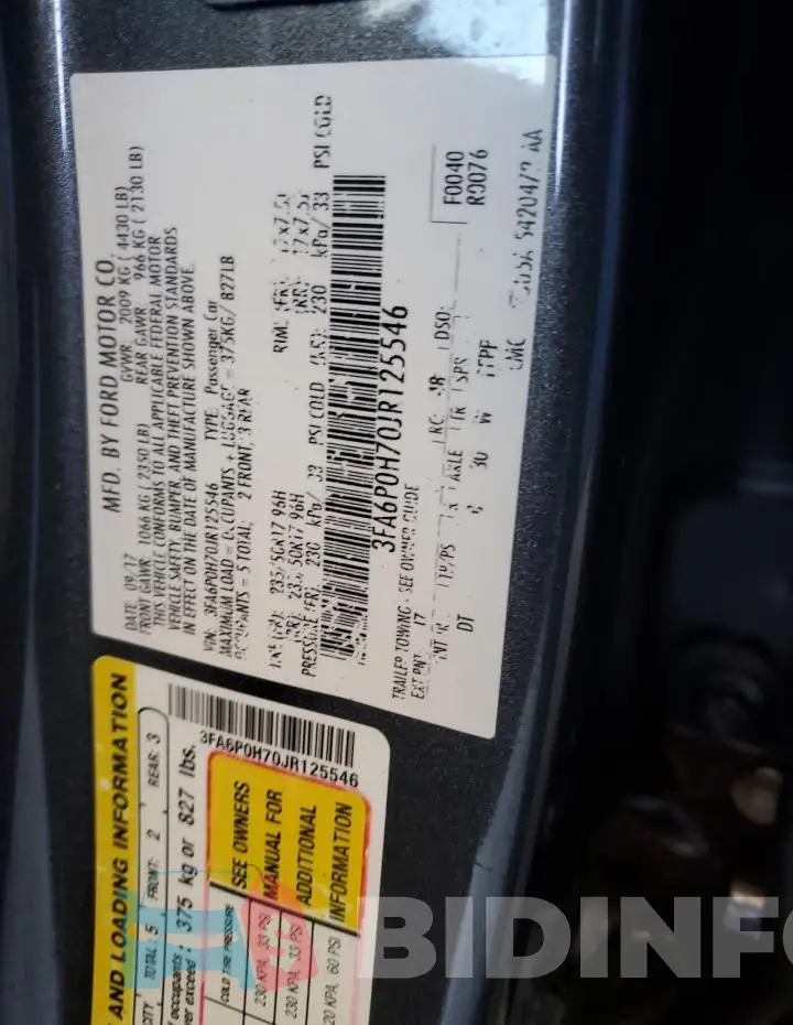 3FA6P0H70JR125546 Photo# 12