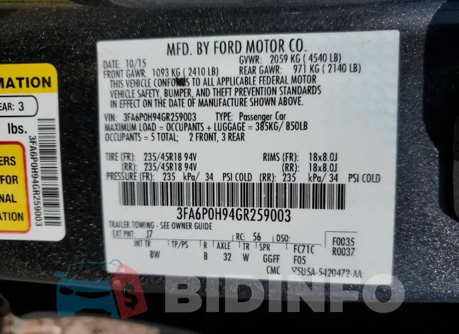 3FA6P0H94GR259003 Photo# 12