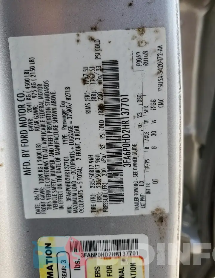 3FA6P0HD2HR137701 Photo# 12