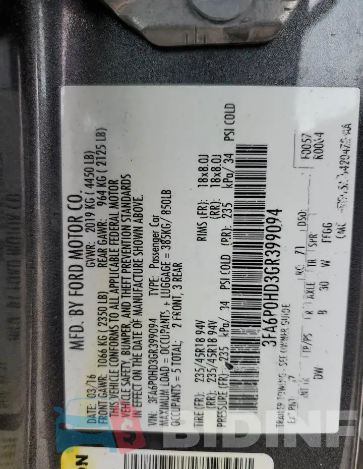 3FA6P0HD3GR399094 Photo# 13