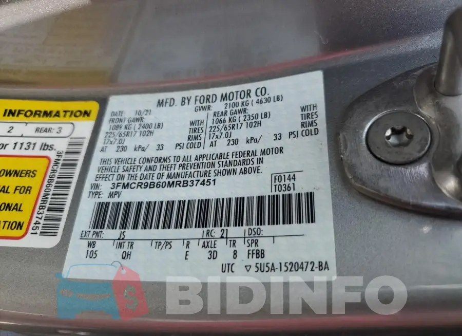 3FMCR9B60MRB37451 Photo# 13
