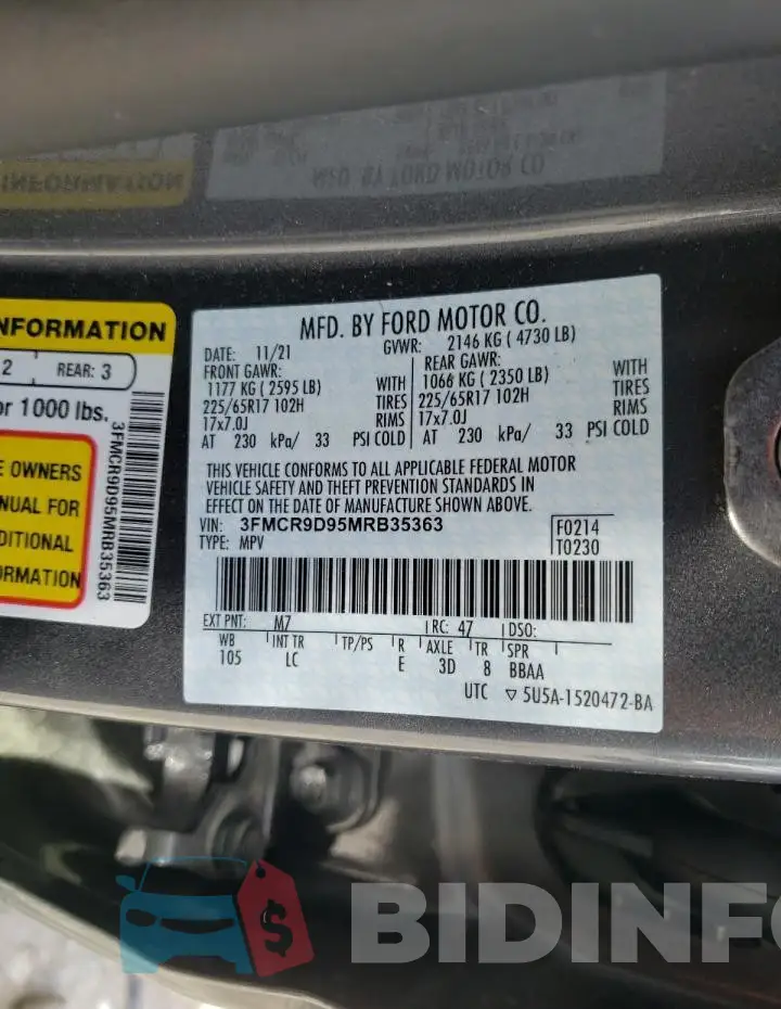 3FMCR9D95MRB35363 Photo# 14