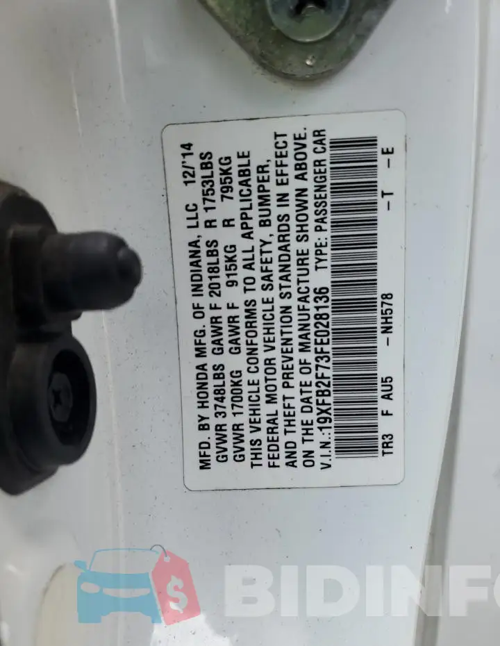 19XFB2F73FE028136 Photo# 12