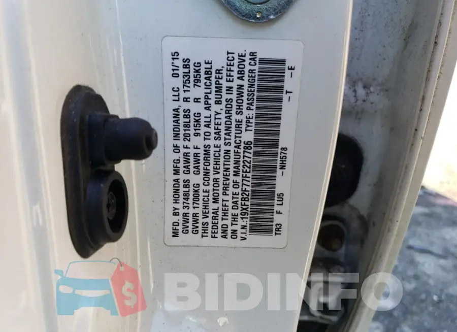 19XFB2F77FE227786 Photo# 12