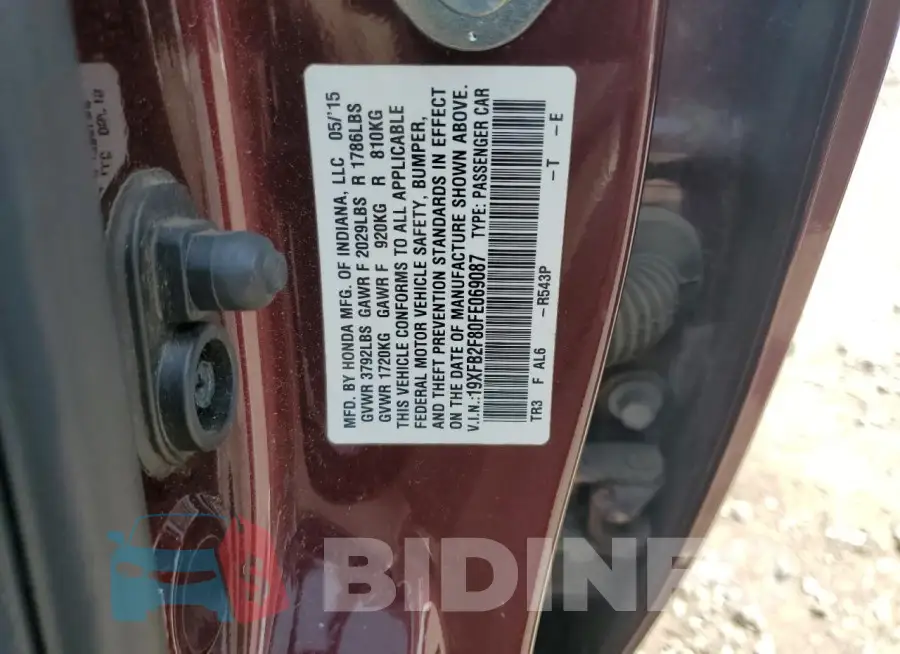 19XFB2F80FE069087 Photo# 13
