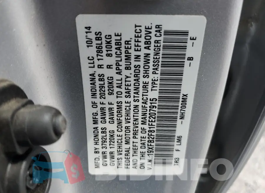 19XFB2F81FE207915 Photo# 12