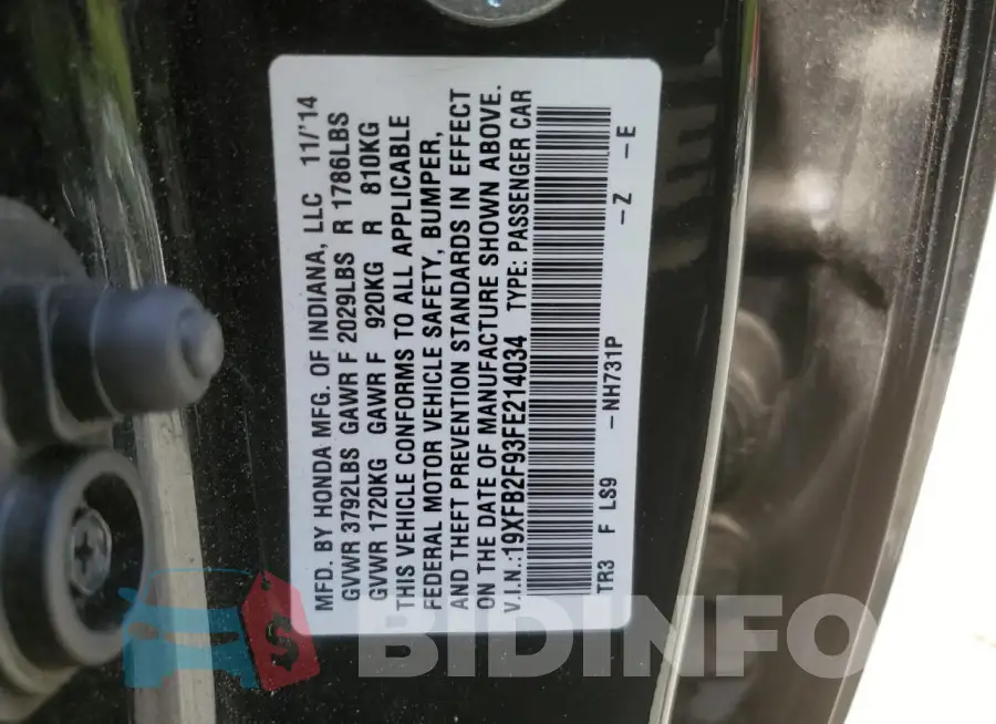 19XFB2F93FE214034 Photo# 12