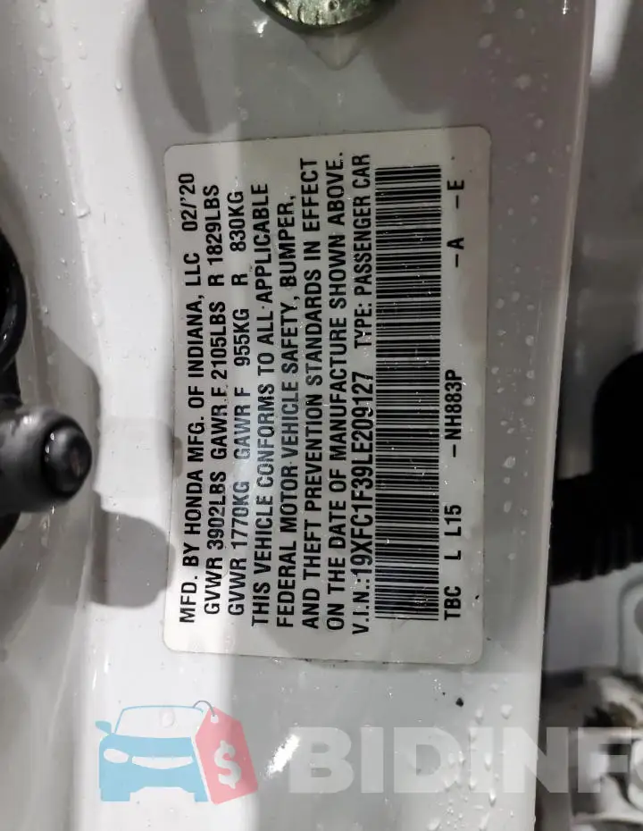 19XFC1F39LE209127 Photo# 12