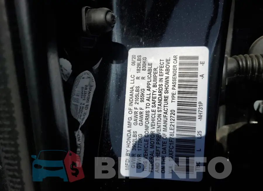 19XFC1F78LE212720 Photo# 12
