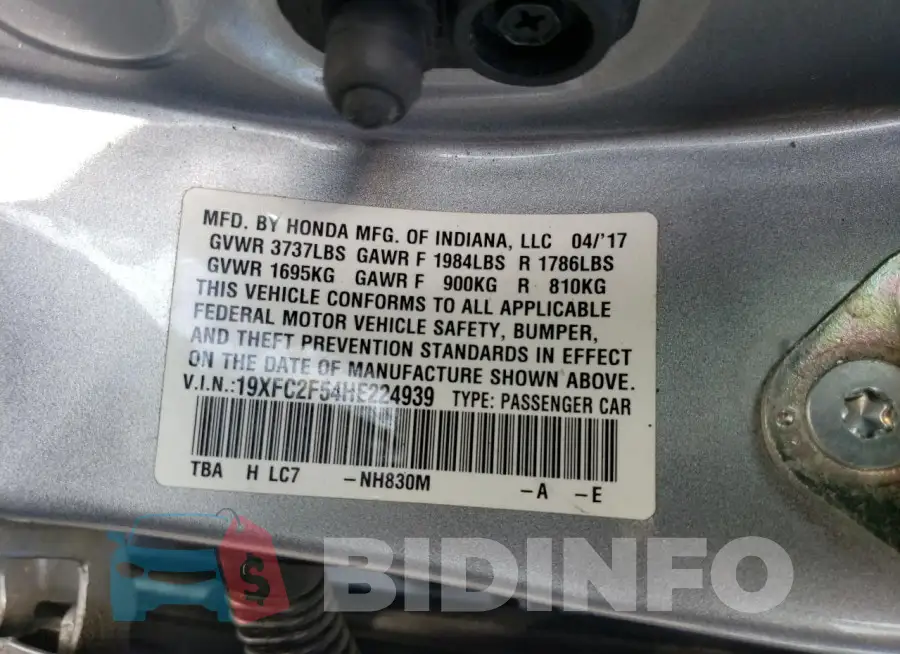 19XFC2F54HE224939 Photo# 14