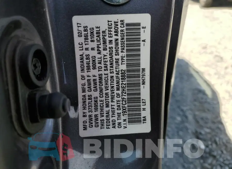 19XFC2F72HE218882 Photo# 12