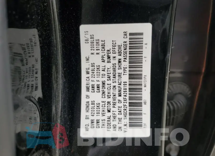 1HGCR2F3XFA268199 Photo# 12