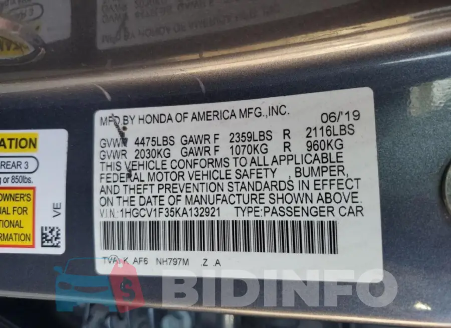1HGCV1F35KA132921 Photo# 13
