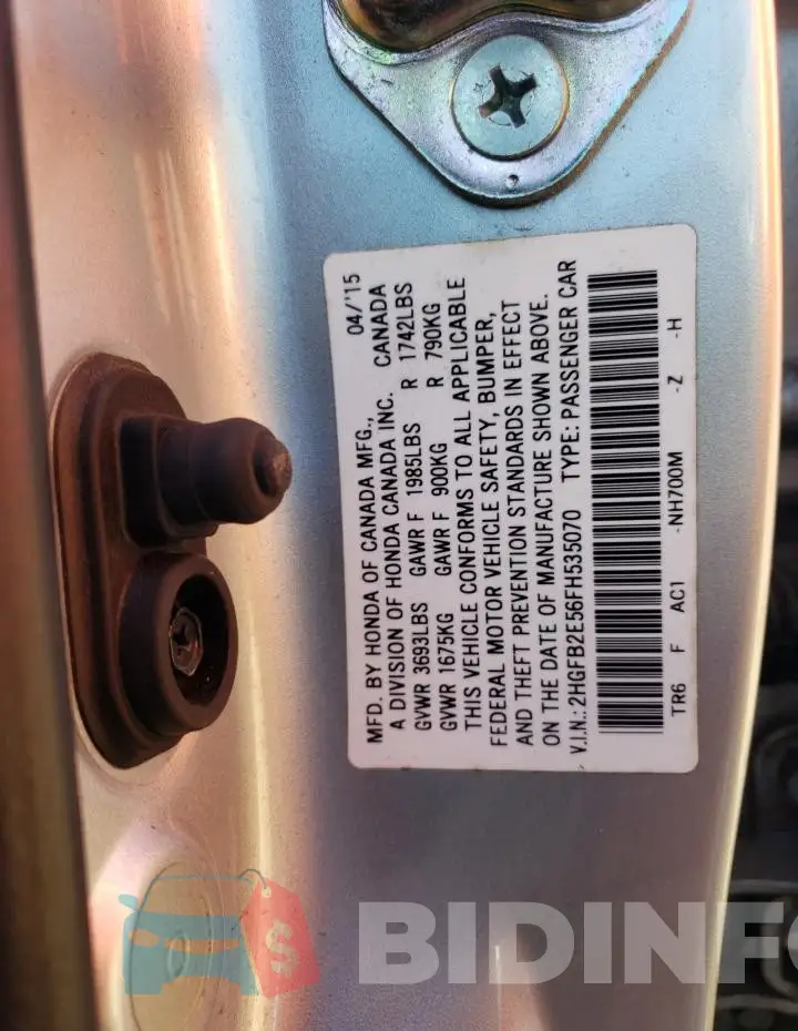 2HGFB2E56FH535070 Photo# 12