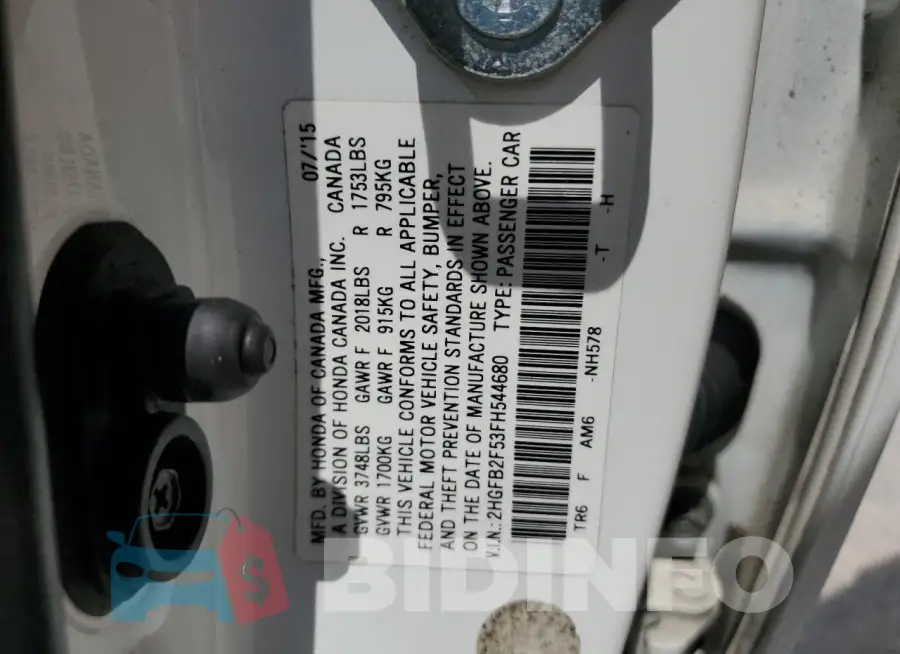 2HGFB2F53FH544680 Photo# 12