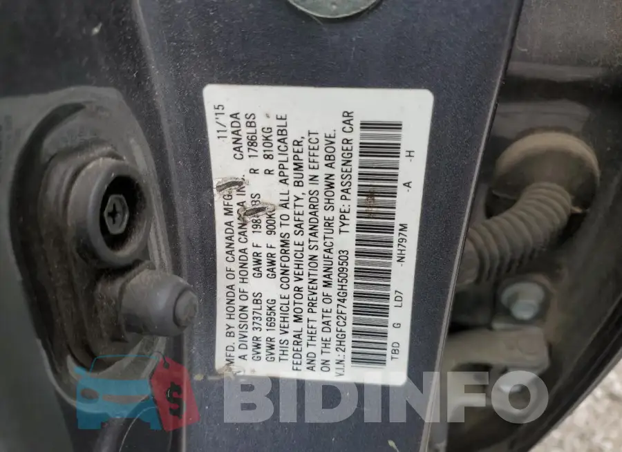 2HGFC2F74GH509503 Photo# 12