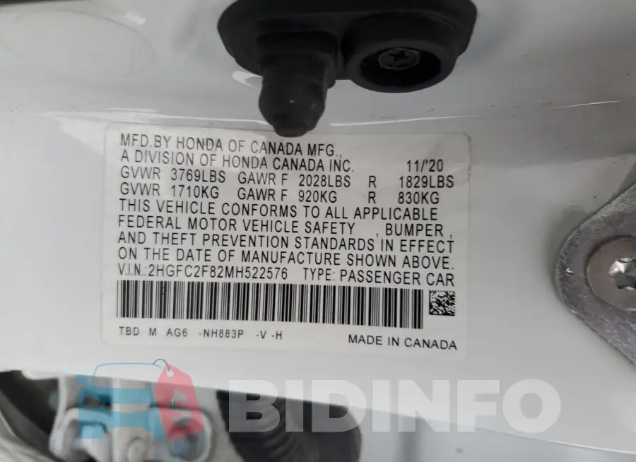 2HGFC2F82MH522576 Photo# 12