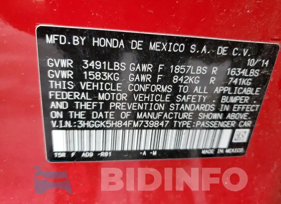 3HGGK5H84FM739847 Photo# 12