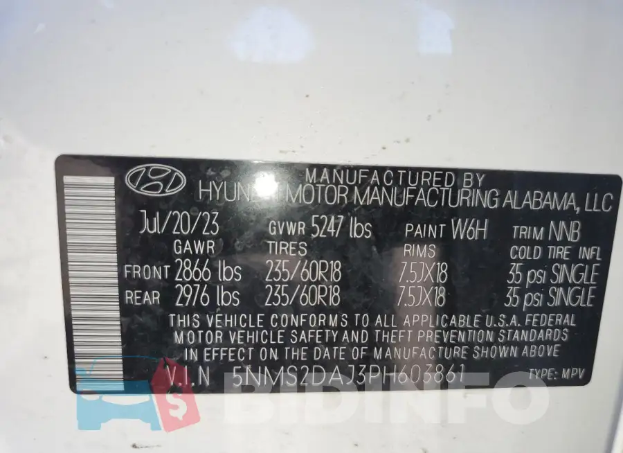 5NMS2DAJ3PH603861 Photo# 13