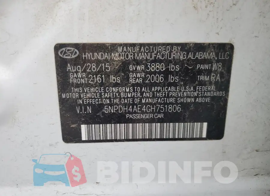 5NPDH4AE4GH751806 Photo# 12