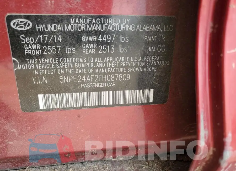 5NPE24AF2FH087809 Photo# 12