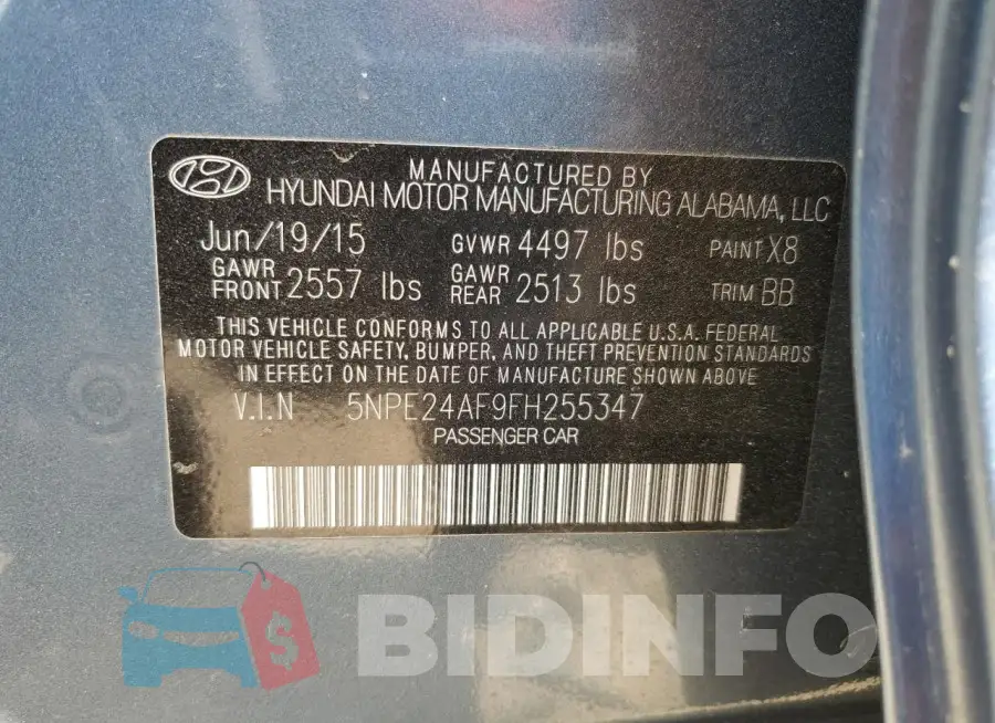 5NPE24AF9FH255347 Photo# 12