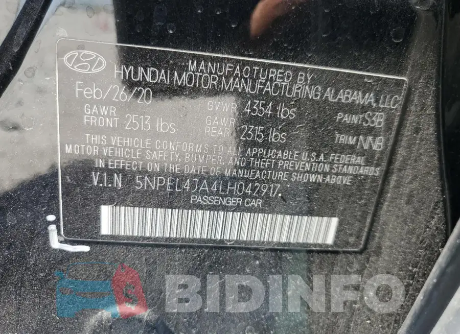 5NPEL4JA4LH042917 Photo# 13