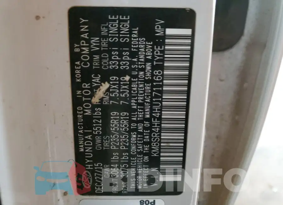 KM8SR4HF4HU171168 Photo# 12