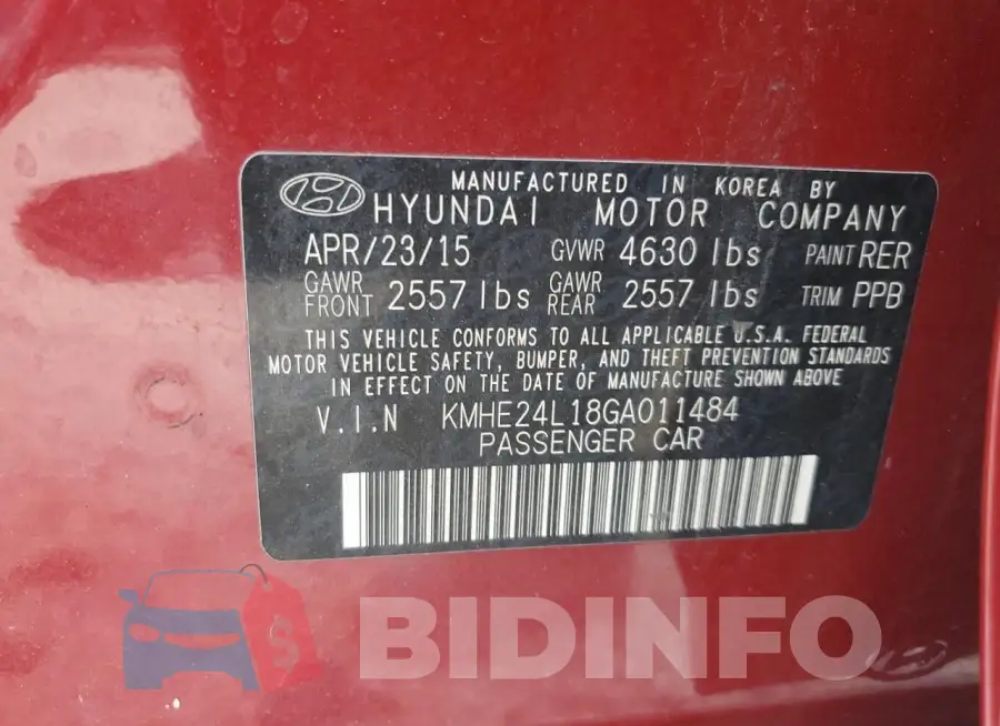 KMHE24L18GA011484 Photo# 12