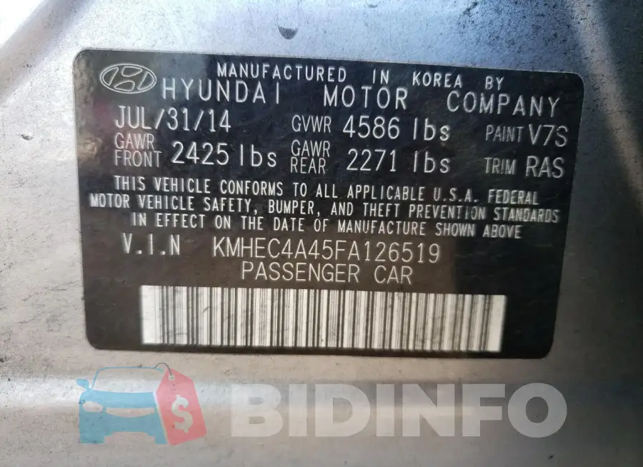 KMHEC4A45FA126519 Photo# 13