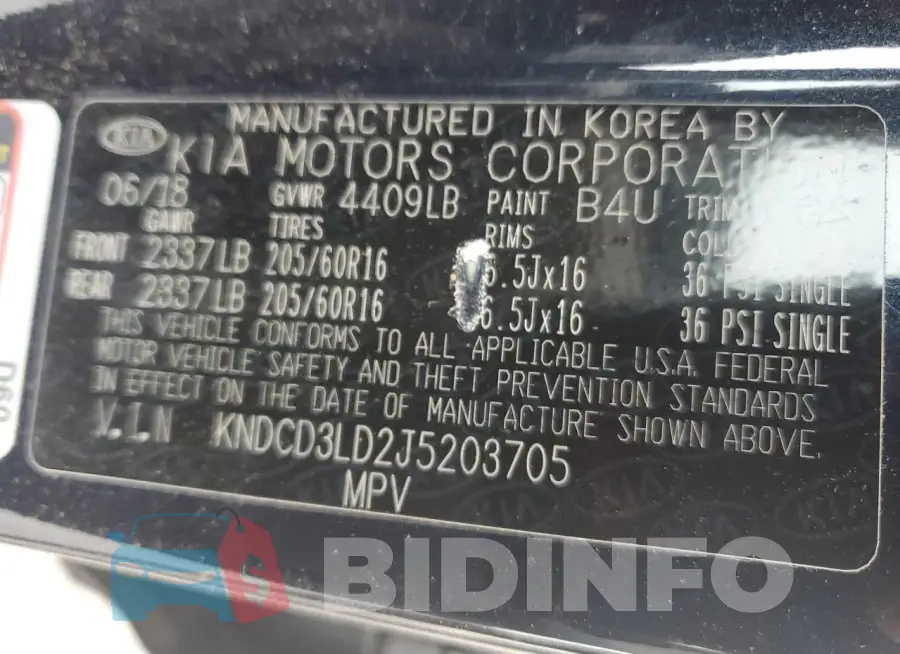 KNDCD3LD2J5203705 Photo# 13