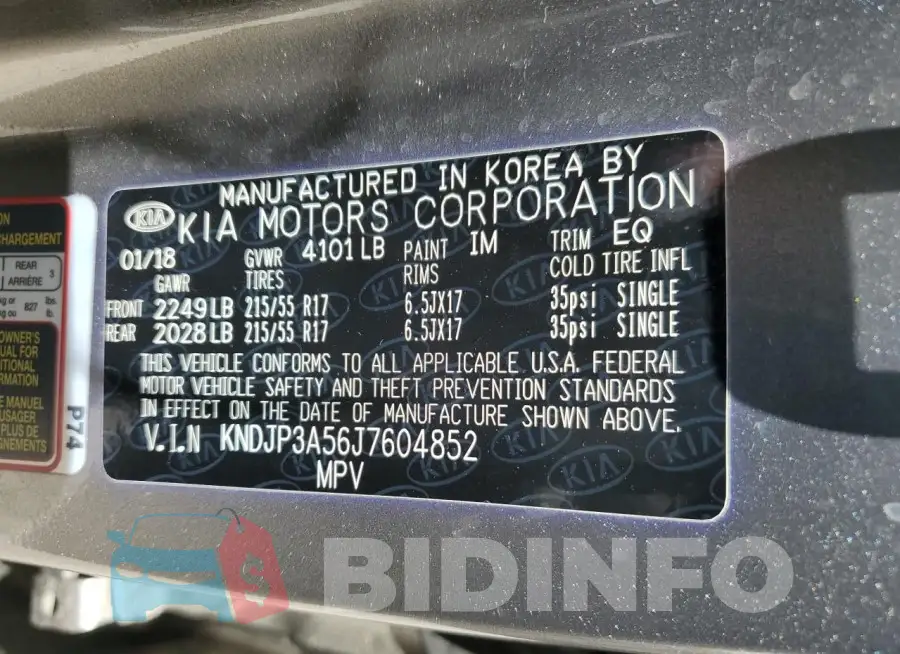 KNDJP3A56J7604852 Photo# 12
