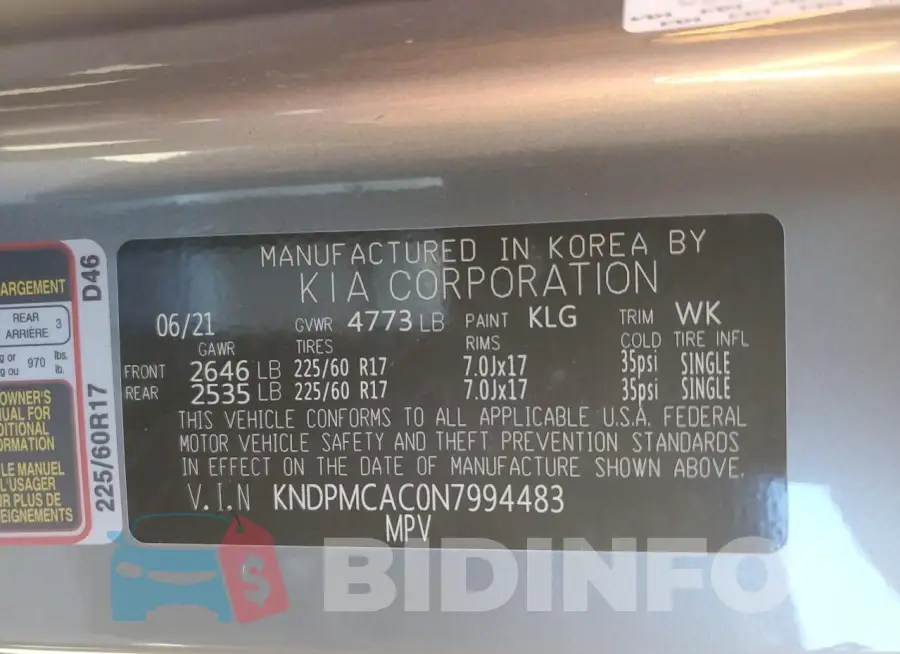 KNDPMCAC0N7994483 Photo# 13