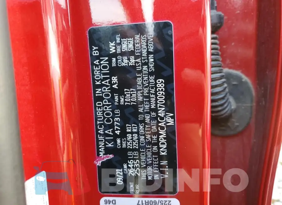 KNDPMCAC4N7009389 Photo# 14