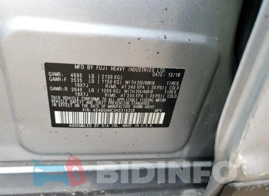 4S4BSANC3H3314338 Photo# 12