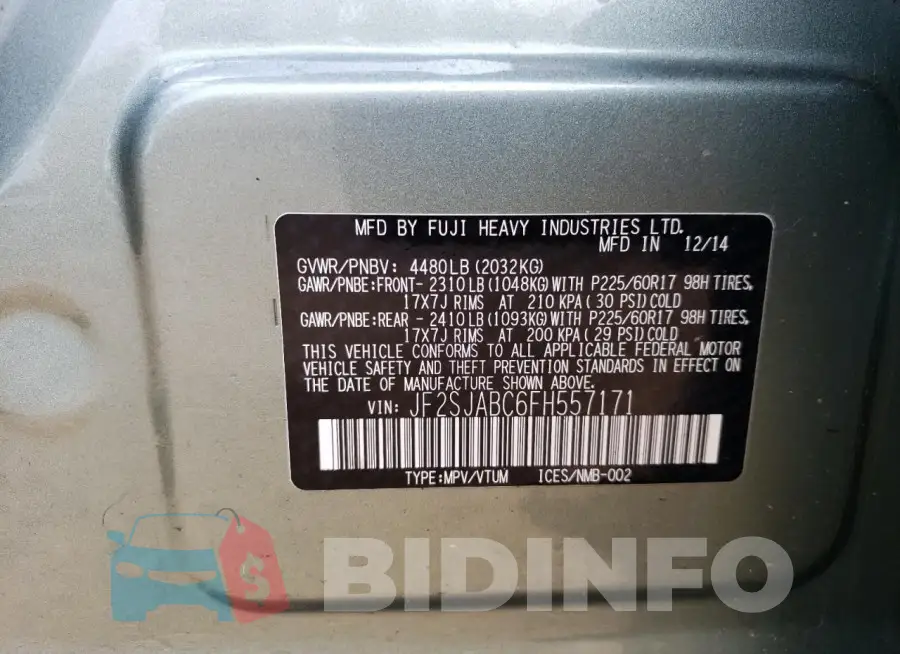 JF2SJABC6FH557171 Photo# 12