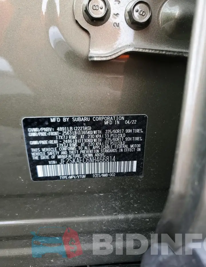 JF2SKAEC6NH466814 Photo# 12