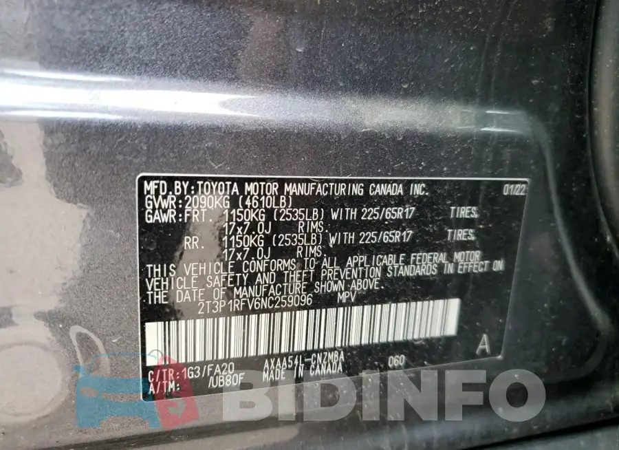 2T3P1RFV6NC259096 Photo# 12