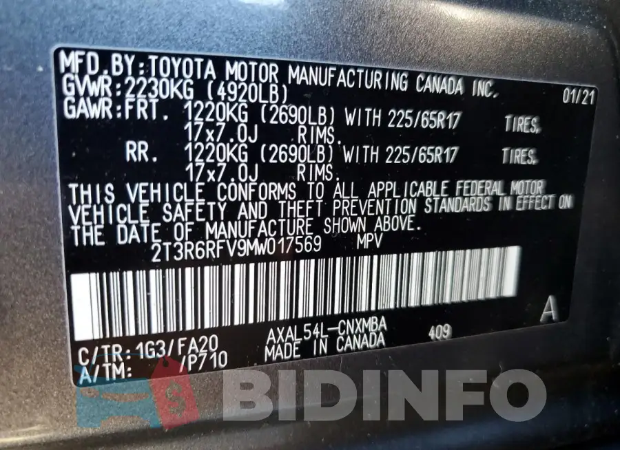 2T3R6RFV9MW017569 Photo# 13