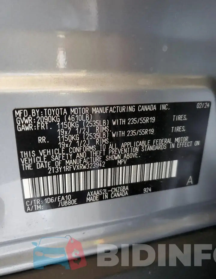 2T3Y1RFVXRW323942 Photo# 12