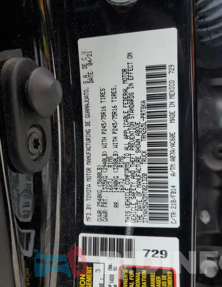 3TYAX5GN3MT021320 Photo# 12