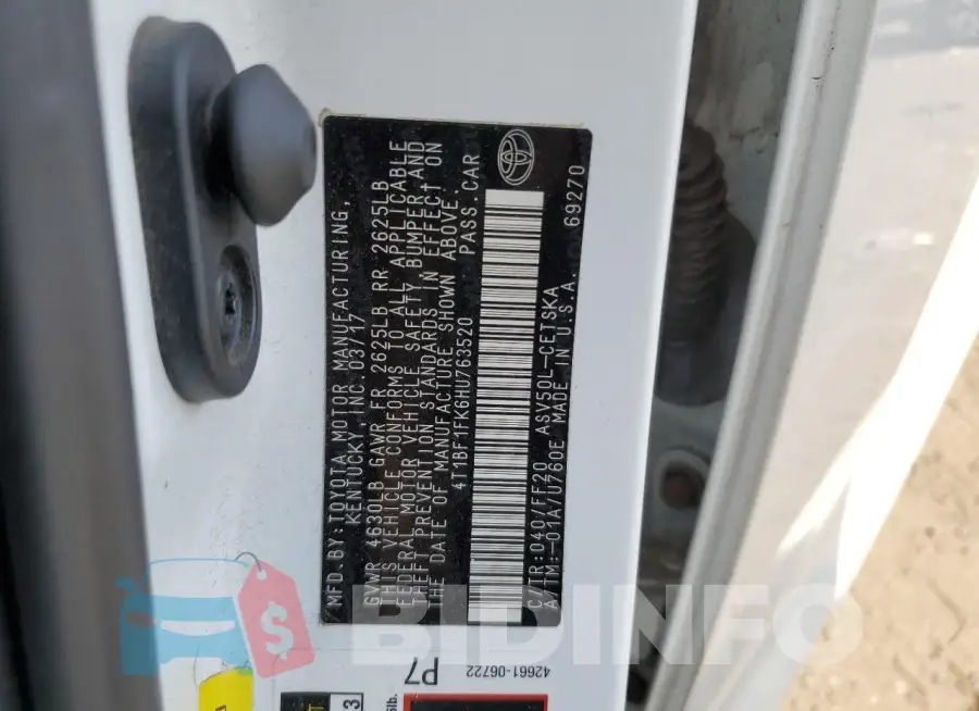4T1BF1FK6HU763520 Photo# 12