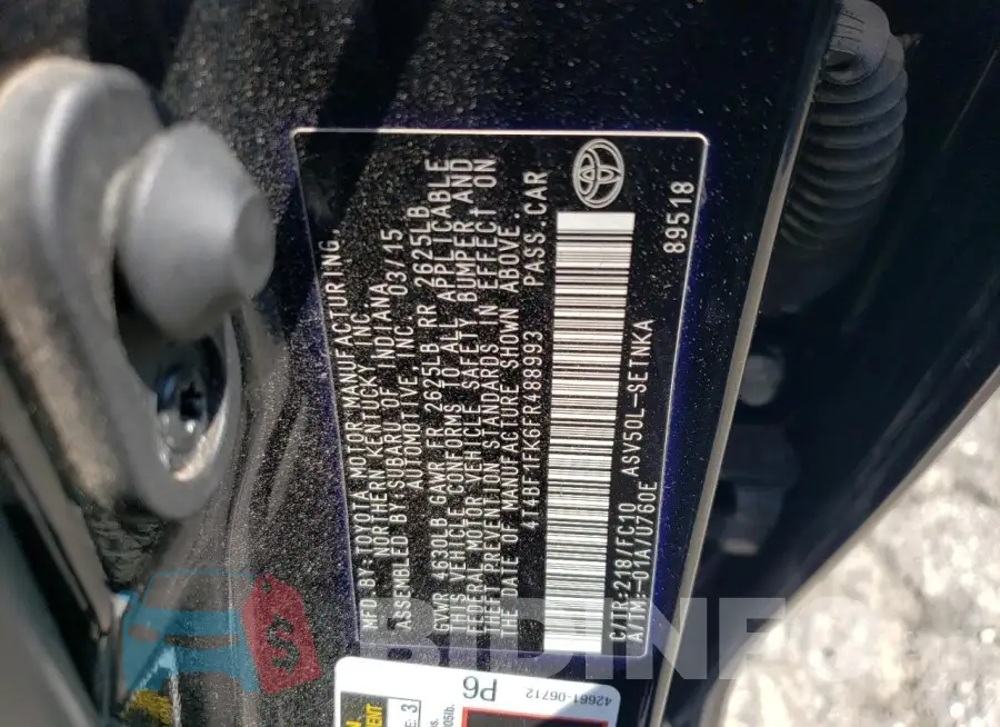 4T4BF1FK6FR488993 Photo# 12