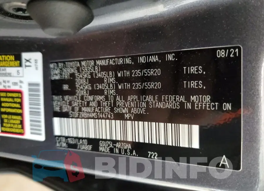5TDFZRBH4MS144743 Photo# 14