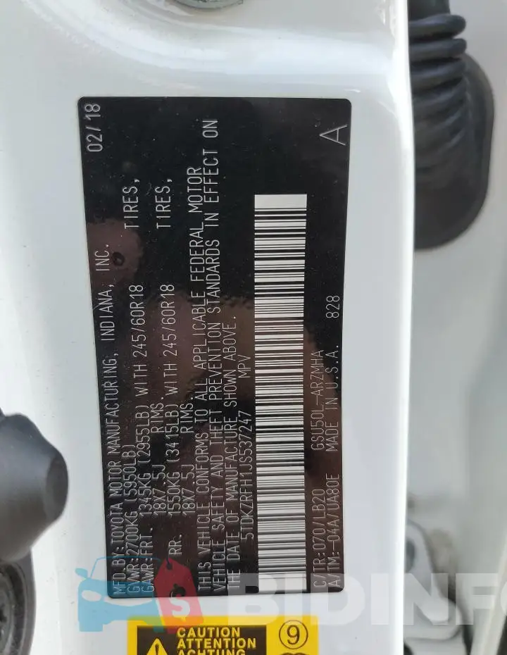5TDKZRFH1JS537247 Photo# 13