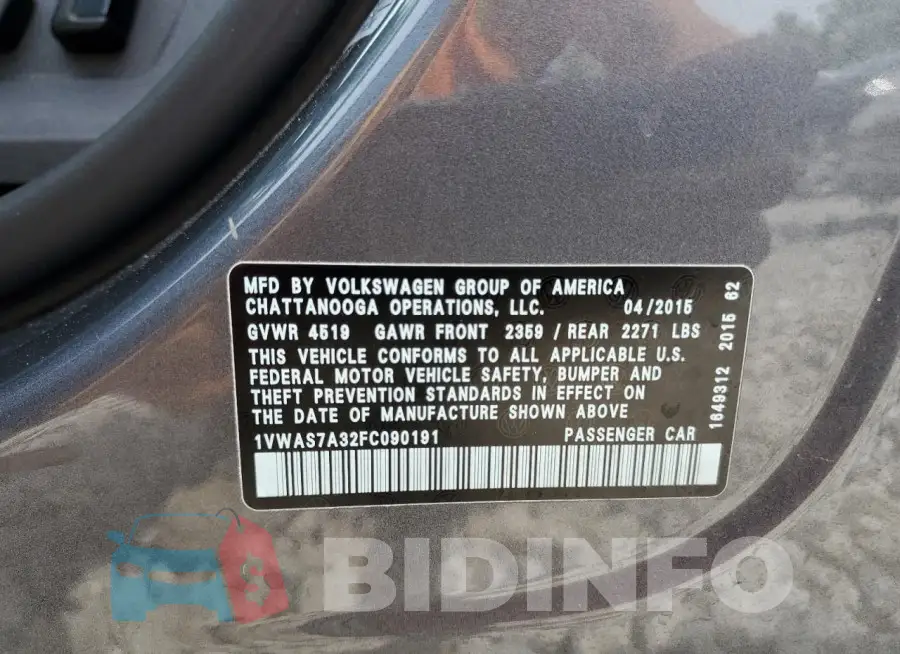 1VWAS7A32FC090191 Photo# 13