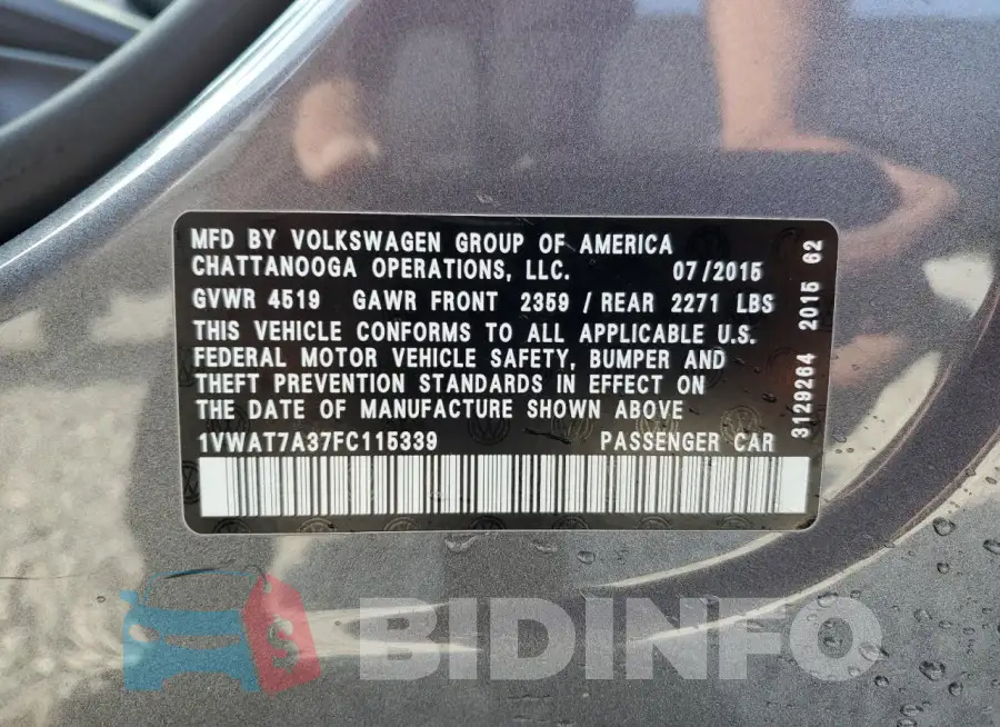 1VWAT7A37FC115339 Photo# 13