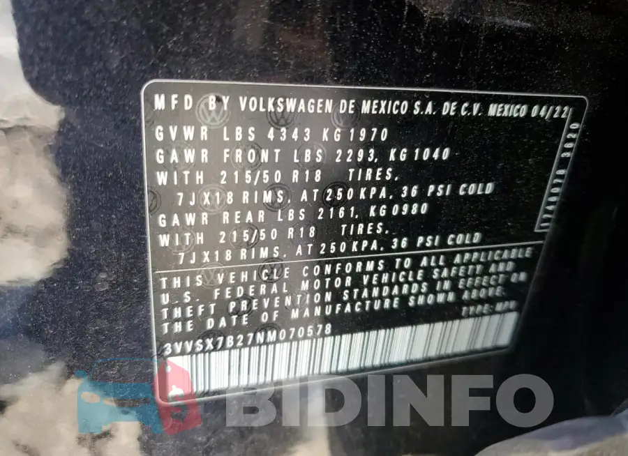 3VVSX7B27NM070578 Photo# 13