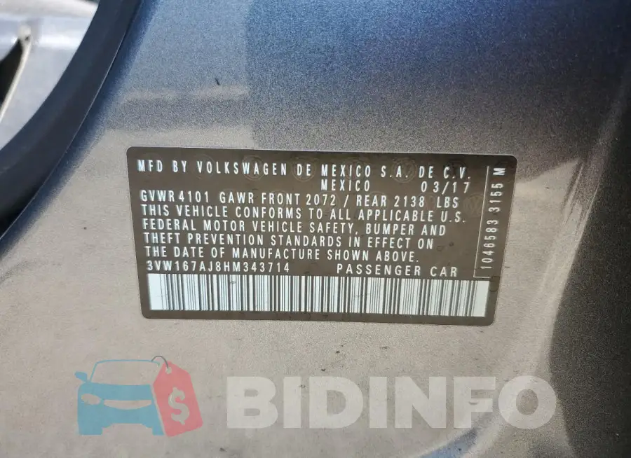3VW167AJ8HM343714 Photo# 13